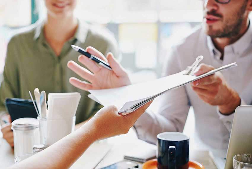 Lawyer and reviewing legal documents