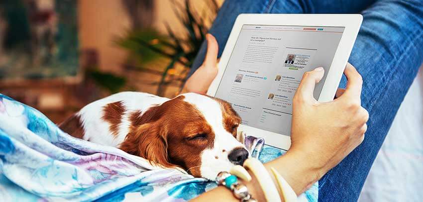 Woman browsing Avvo's Q&A forum on a tablet device