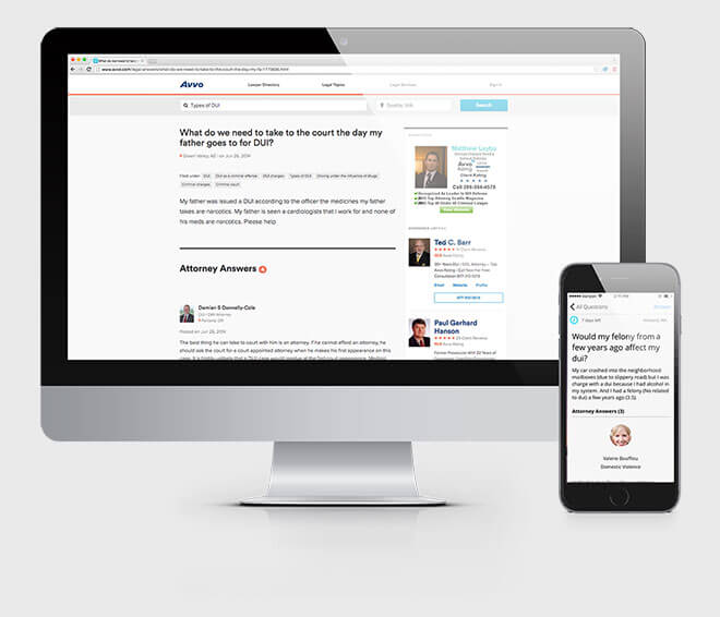 Avvo Q&A forum screenshots
